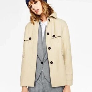 Zara Cream Water Repellent Parka Coat Trench